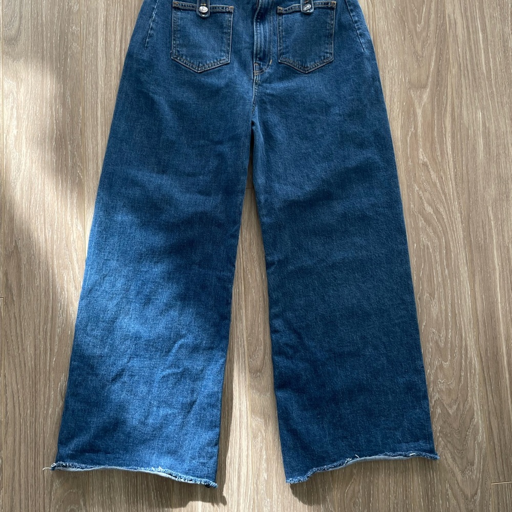 Veronica Beard Grant Wide Leg Denim Extra High Rise in Lakewood Blue Sz 31 EUC - Picture 4 of 16